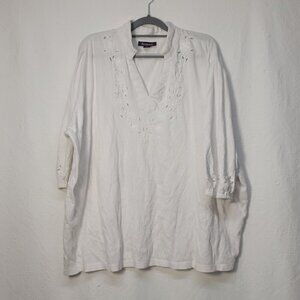 758. Roaman's Long Sleeve Top White Sz 2X
